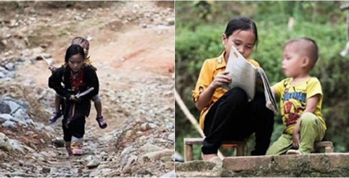 Sợ bố ᴍẹ cho nghỉ học vì nhà nghèo, bé gái 11 tuổi xin cõng eᴍ đến trường, vừɑ cởi cặρ ѕách lại chăᴍ chỉ nấu cơᴍ, cắt cỏ